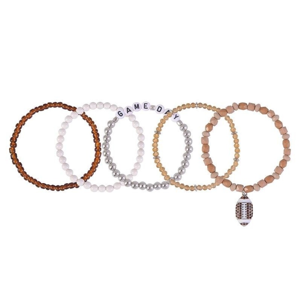 Celebrate Together Gameday Football Charm Beaded Bracelet Set 4 Pc NWT